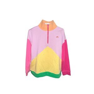 Terez Colortblock Quarter Zip Sweatshit in Spring Mix Size XL Cotton Women’s